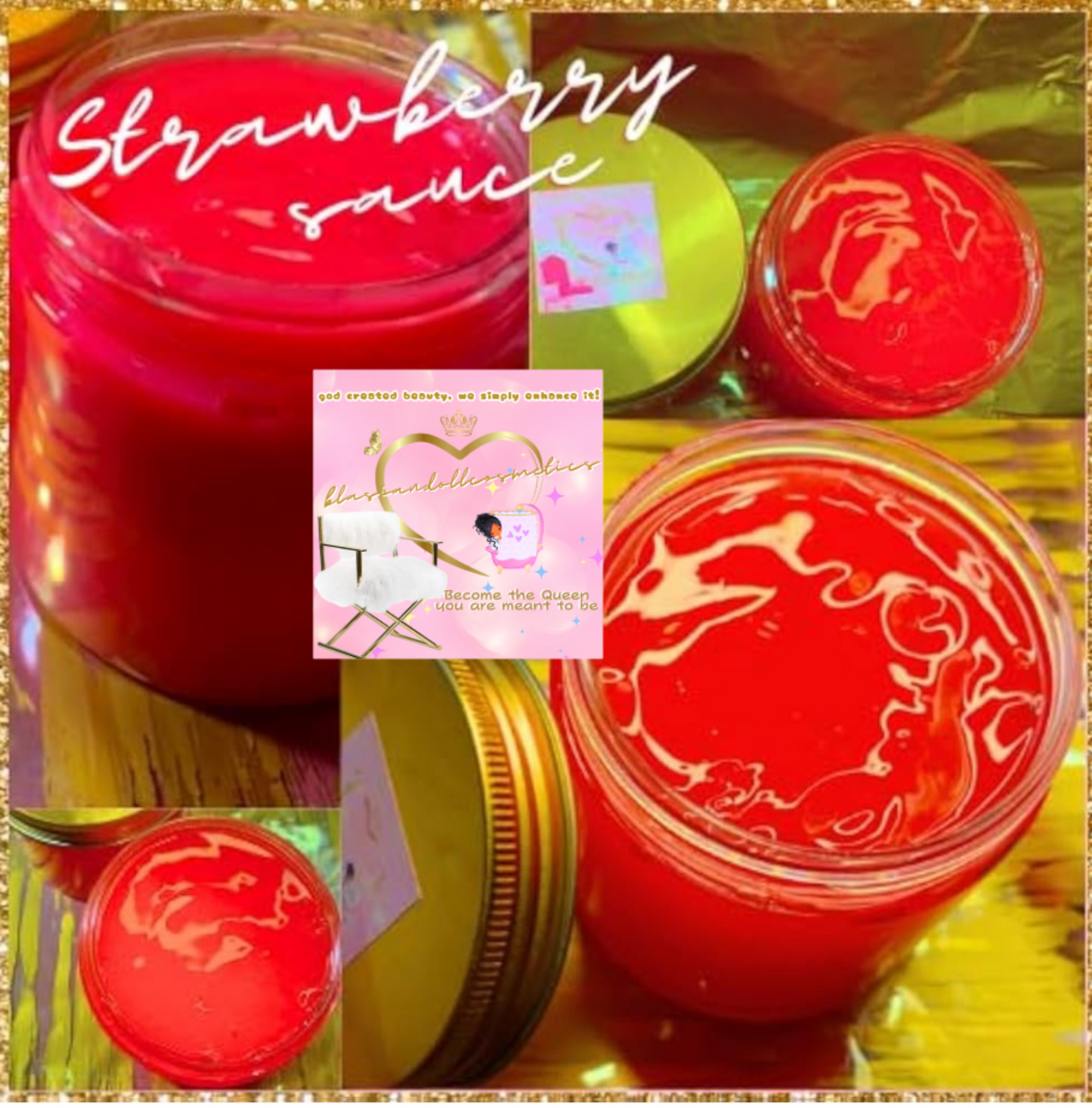 Strawberry sauce lipgloss, premixed lipgloss base,8oz ♡base lipgloss coulis fraise 🍓200ml