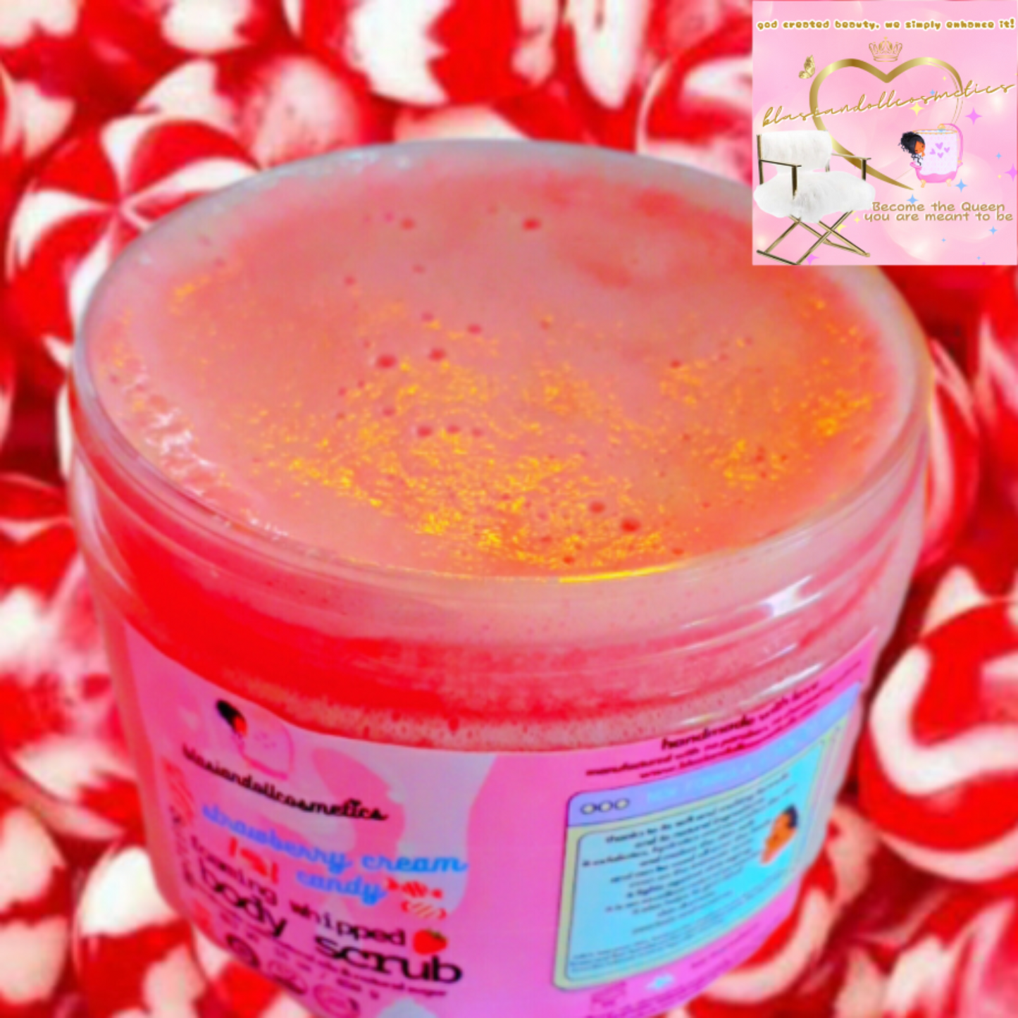 Strawberry cream candy 🍬  in Orlando🍓foaming scrub 16oz ♡ Gommage moussant 450g